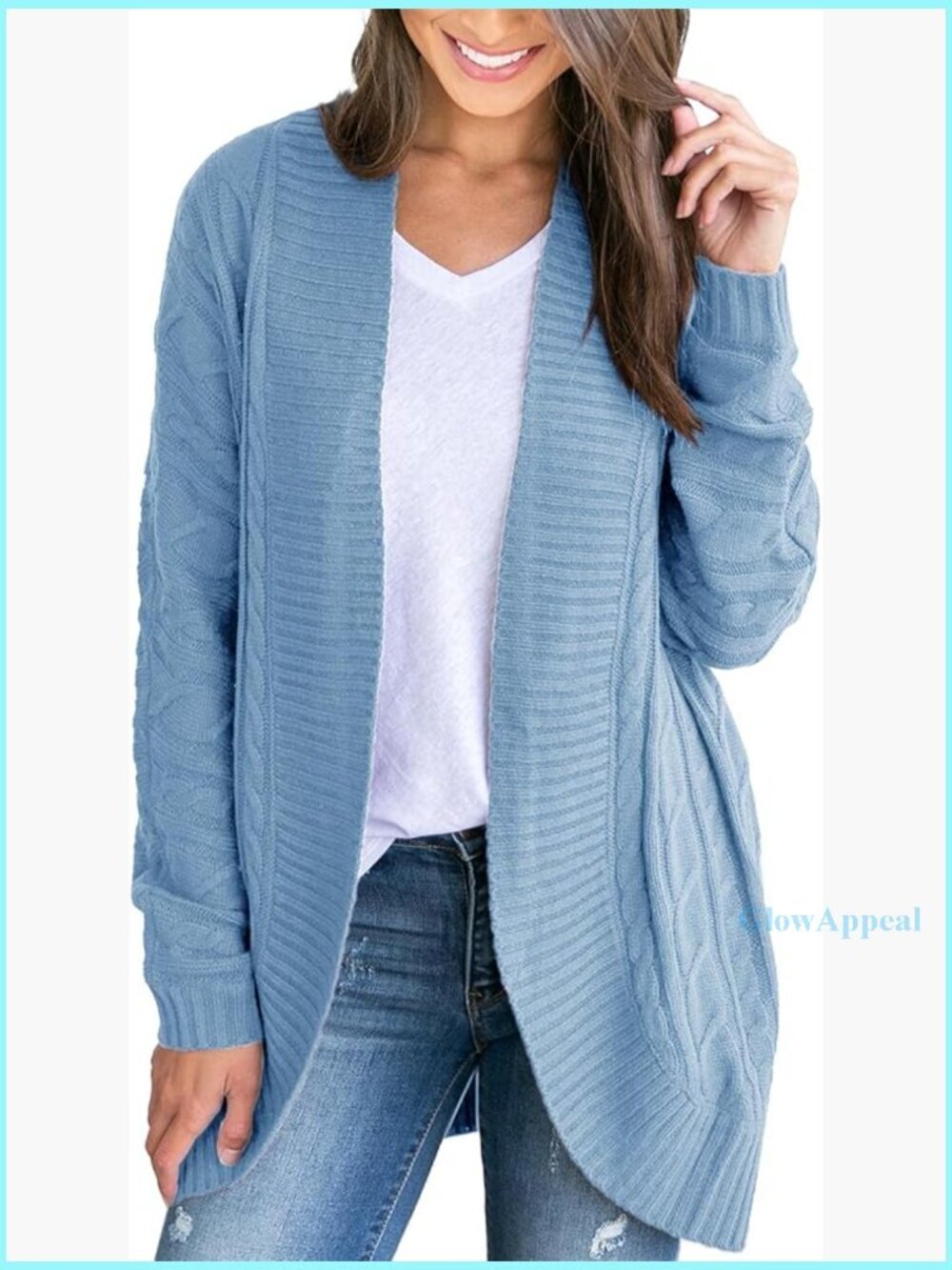 Loose Open Front Cardigan Long Sleeve Knit Sweater with Pockets Casual